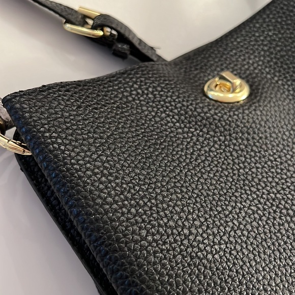 Black Fashion Vegan Leather Bucket Bag with Handle and Shoulder Strap 9”x9”x5” - Picture 8 of 11